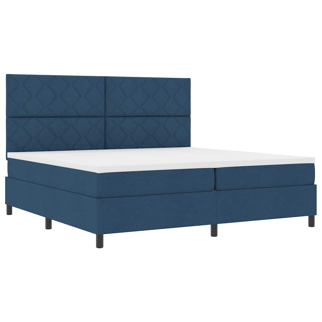 Boxspringbett mit Matratze mit Kopfteil Blau 200 x 200 cm Stoff