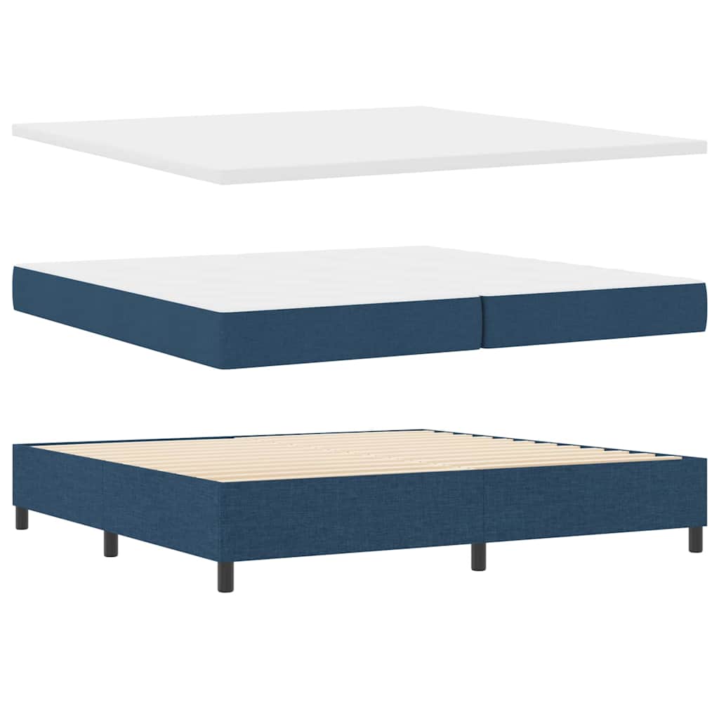 Boxspringbett mit Matratze mit Kopfteil Blau 200 x 200 cm Stoff