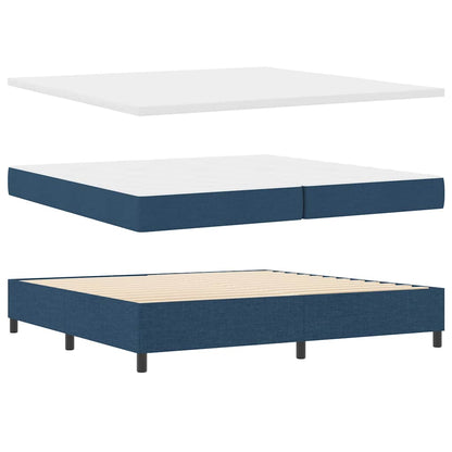 Boxspringbett mit Matratze mit Kopfteil Blau 200 x 200 cm Stoff