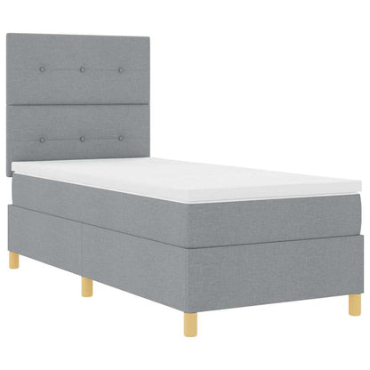 Boxspringbett mit Kopfteil Hellgrau 100 x 200 cm Stoff