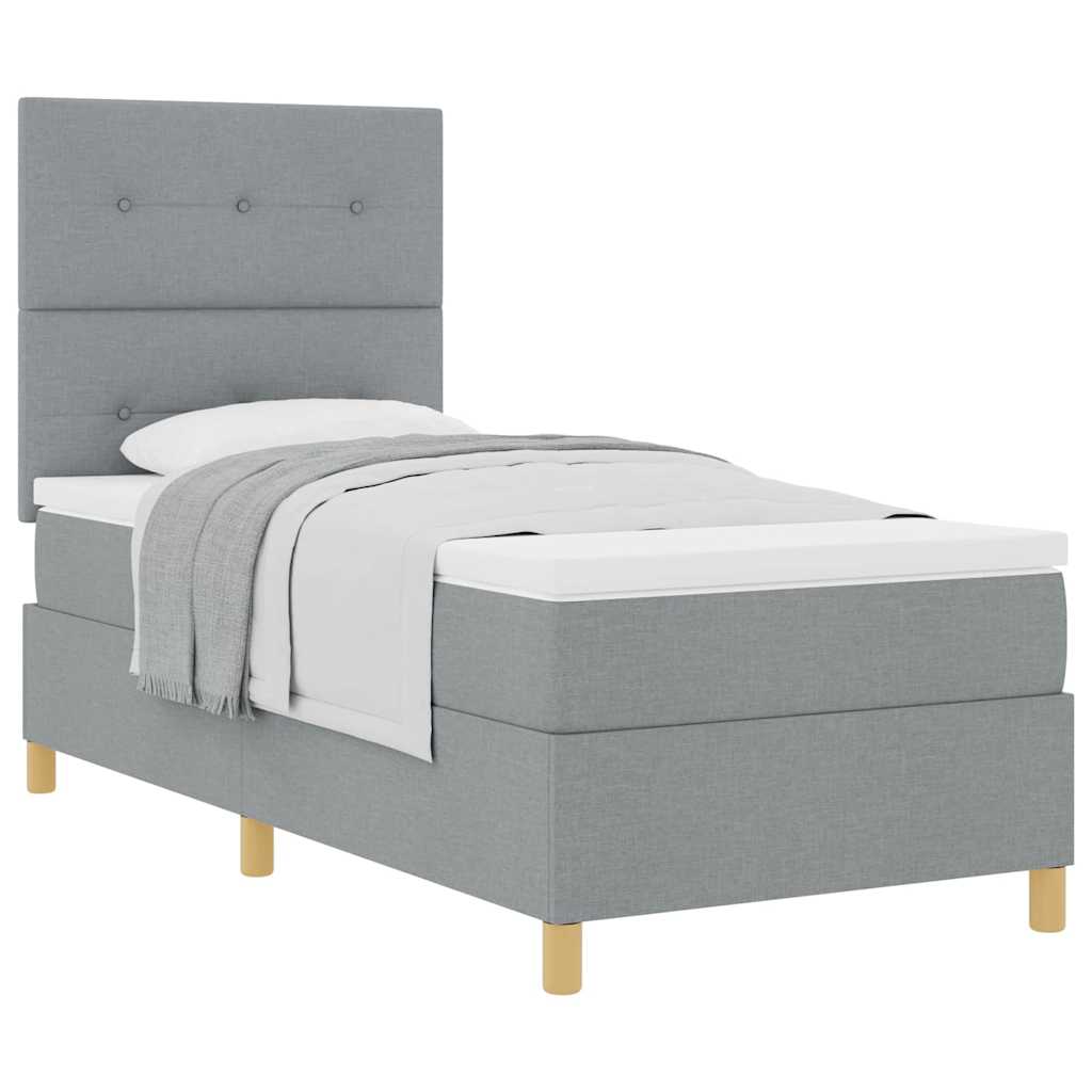 Boxspringbett mit Kopfteil Hellgrau 100 x 200 cm Stoff