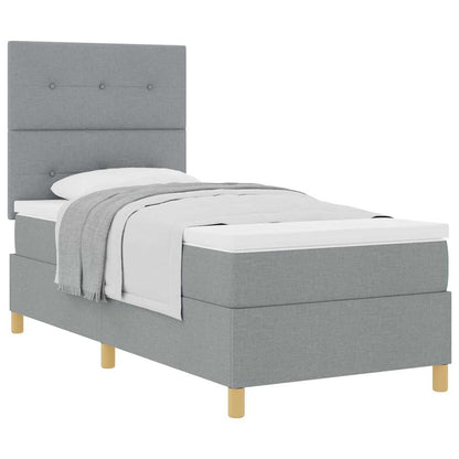Boxspringbett mit Kopfteil Hellgrau 100 x 200 cm Stoff