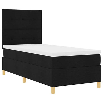 Boxspringbett mit Kopfteil Schwarz 100 x 200 cm Stoff