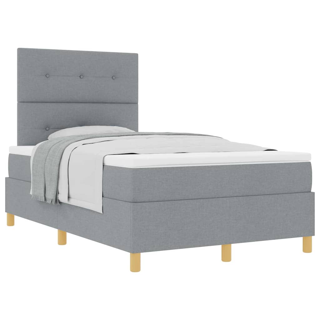 Boxspringbett mit Kopfteil Hellgrau 120 x 190 cm Stoff