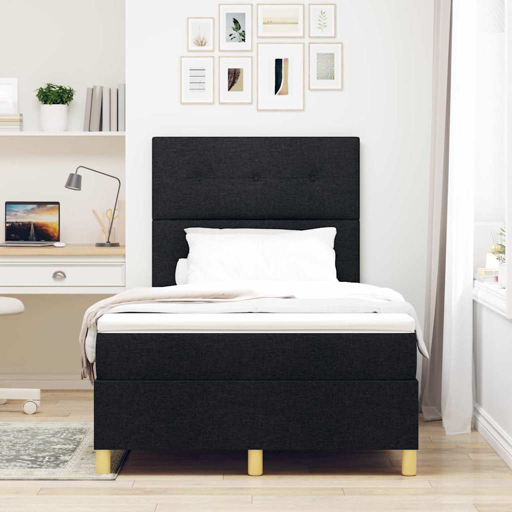 Boxspringbett mit Kopfteil Schwarz 120 x 200 cm Stoff