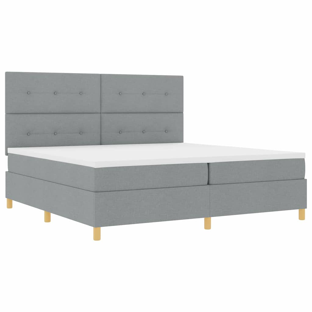 Boxspringbett mit Kopfteil Hellgrau 200 x 200 cm Stoff