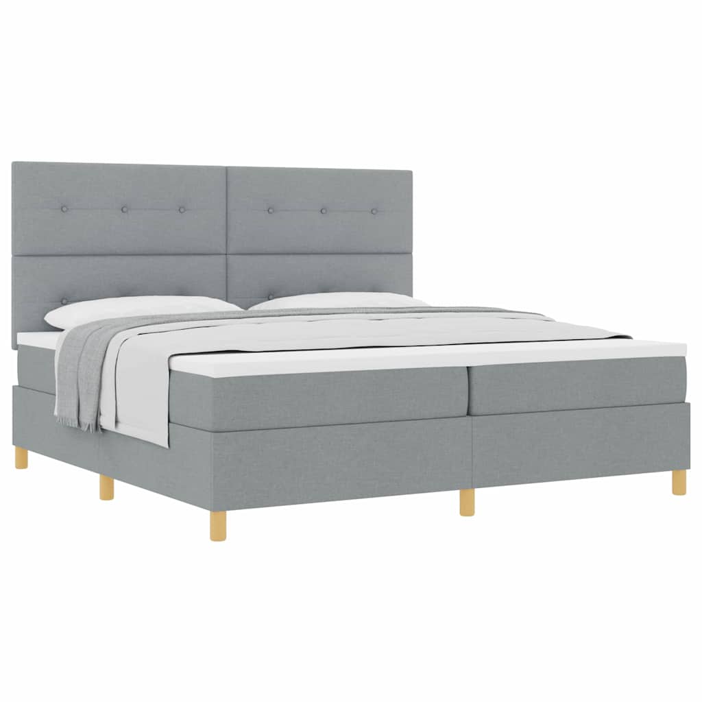 Boxspringbett mit Kopfteil Hellgrau 200 x 200 cm Stoff