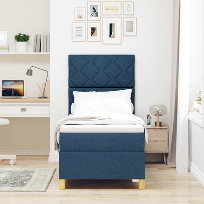 Boxspringbett mit Kopfteil Blau 80 x 200 cm Stoff