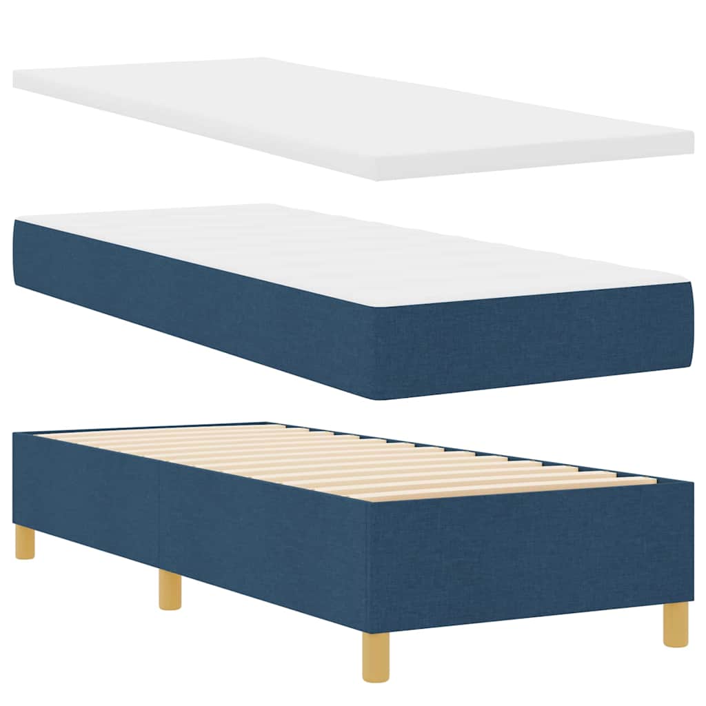 Boxspringbett mit Kopfteil Blau 80 x 200 cm Stoff
