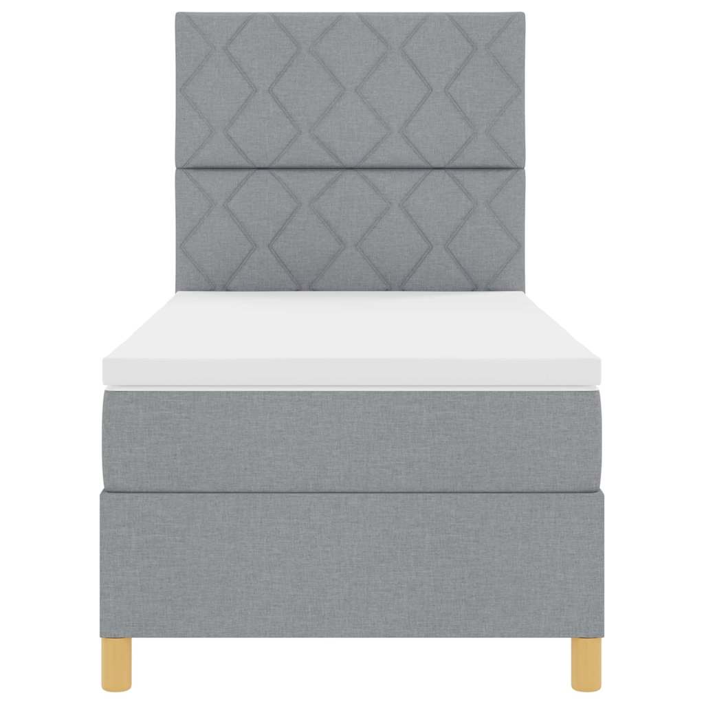 Boxspringbett mit Kopfteil Hellgrau 100 x 200 cm Stoff