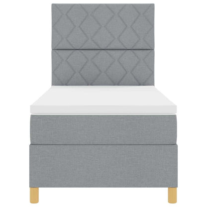 Boxspringbett mit Kopfteil Hellgrau 100 x 200 cm Stoff