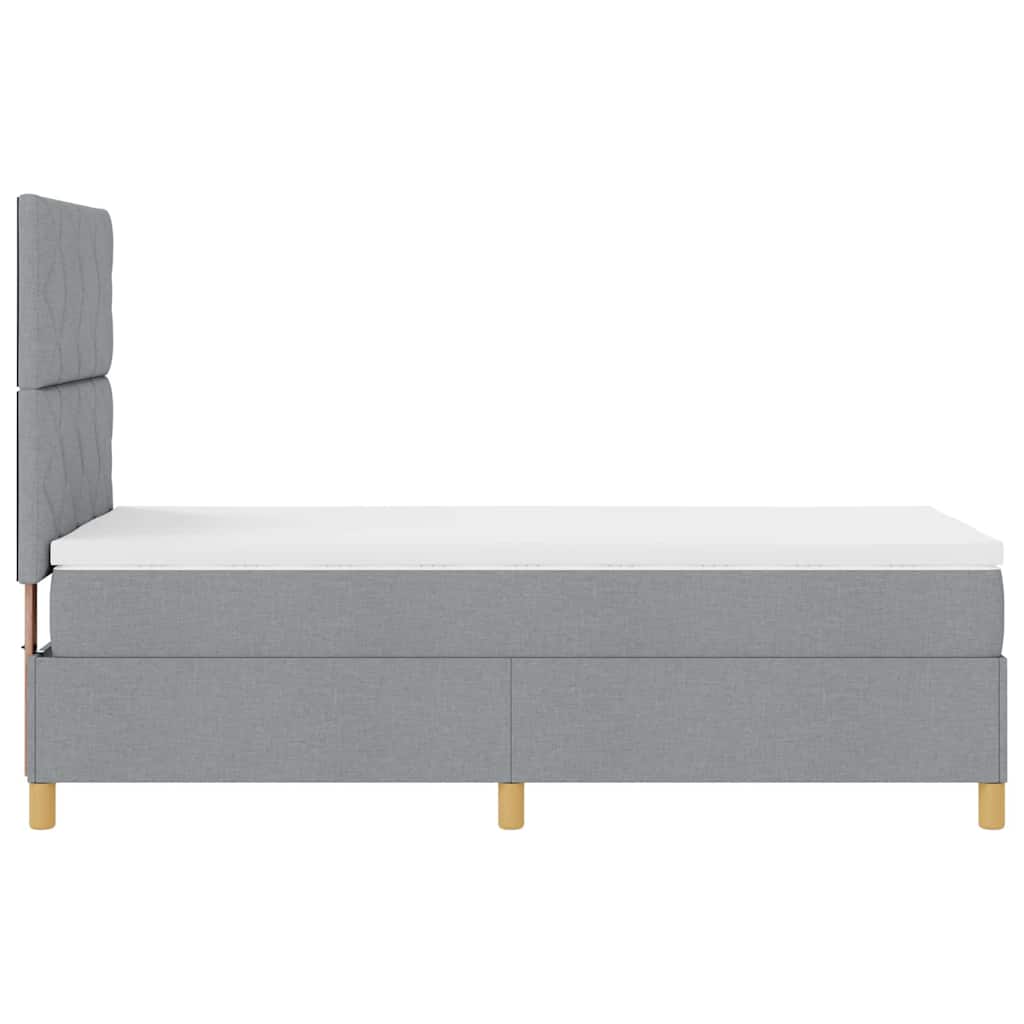 Boxspringbett mit Kopfteil Hellgrau 100 x 200 cm Stoff