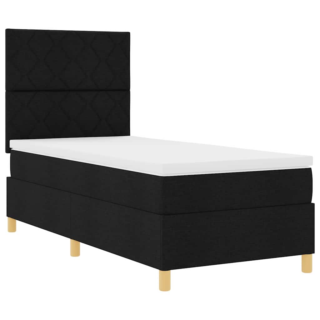 Boxspringbett mit Kopfteil Schwarz 100 x 200 cm Stoff