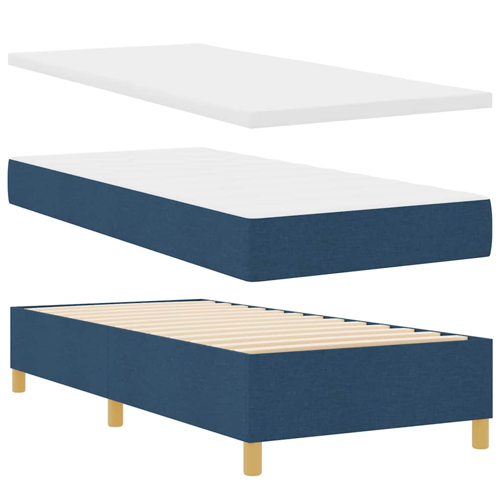 Boxspringbett mit Kopfteil Blau 100 x 200 cm Stoff
