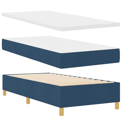 Boxspringbett mit Kopfteil Blau 100 x 200 cm Stoff