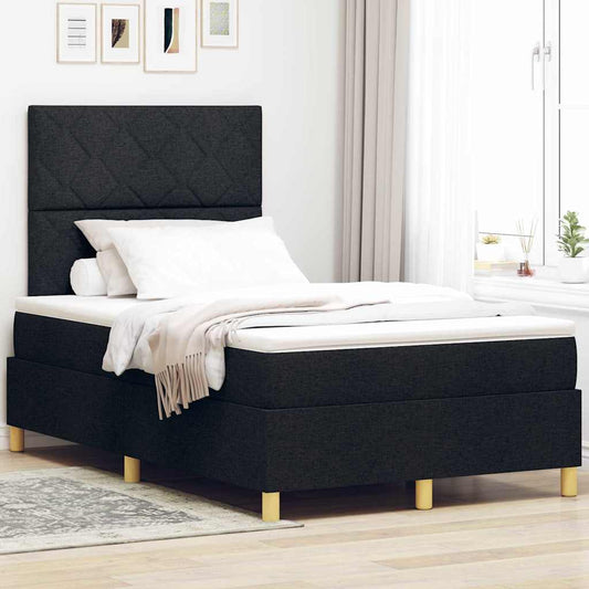 Boxspringbett mit Kopfteil Schwarz 120 x 190 cm Stoff