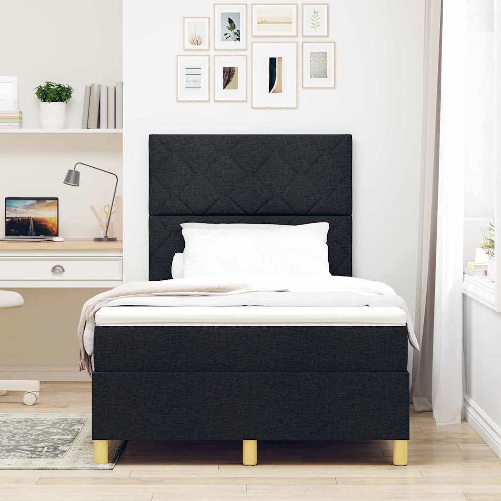 Boxspringbett mit Kopfteil Schwarz 120 x 190 cm Stoff