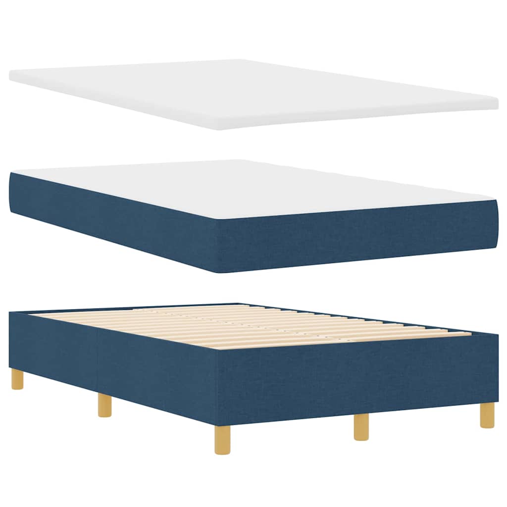 Boxspringbett mit Kopfteil Blau 120 x 200 cm Stoff