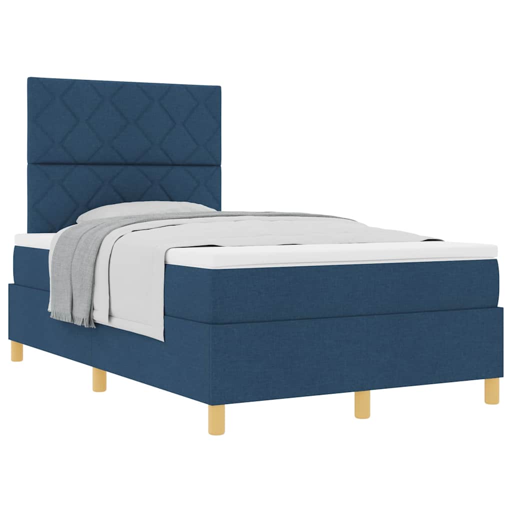 Boxspringbett mit Kopfteil Blau 120 x 200 cm Stoff