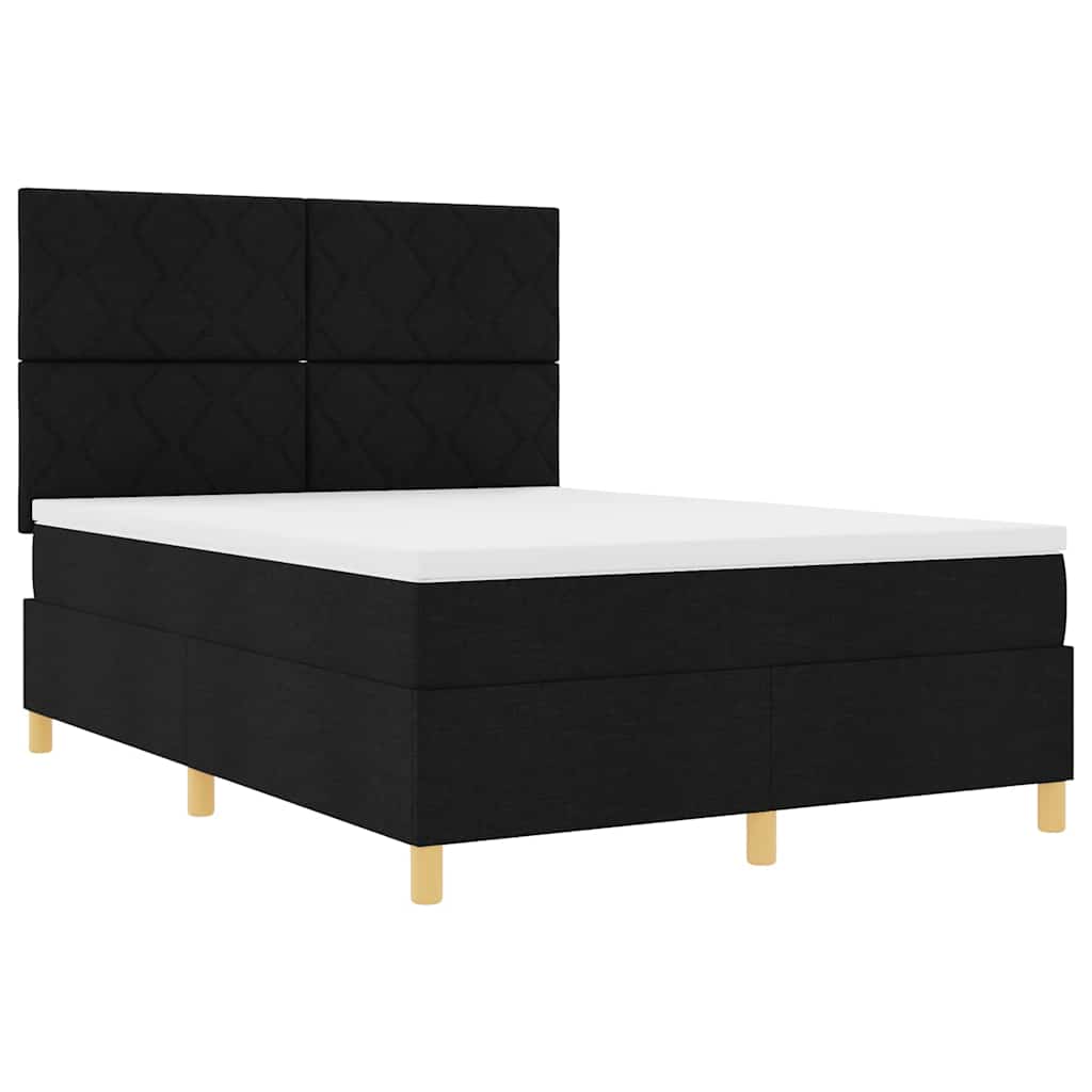 Boxspringbett mit Kopfteil Schwarz 140 x 190 cm Stoff
