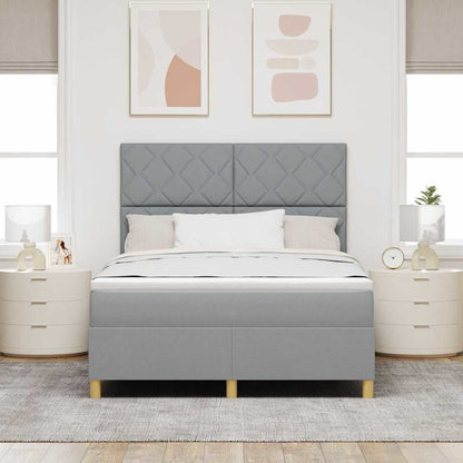 Boxspringbett mit Kopfteil Hellgrau 140 x 200 cm Stoff