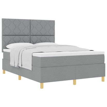 Boxspringbett mit Kopfteil Hellgrau 140 x 200 cm Stoff
