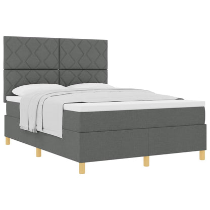 Boxspringbett mit Kopfteil Dunkelgrau 140 x 200 cm Stoff
