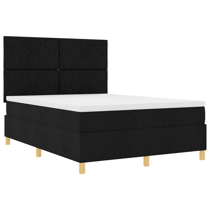 Boxspringbett mit Kopfteil Schwarz 140 x 200 cm Stoff
