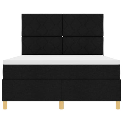 Boxspringbett mit Kopfteil Schwarz 140 x 200 cm Stoff