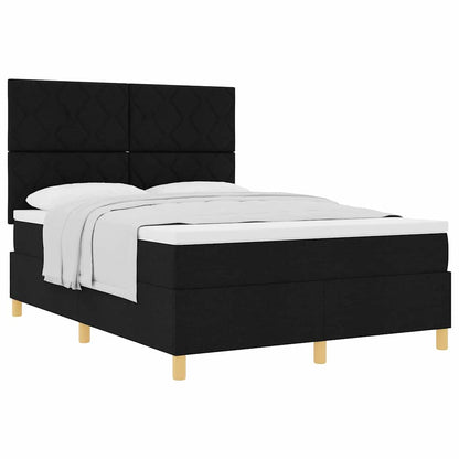 Boxspringbett mit Kopfteil Schwarz 140 x 200 cm Stoff
