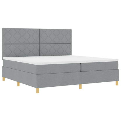Boxspringbett mit Kopfteil Hellgrau 200 x 200 cm Stoff
