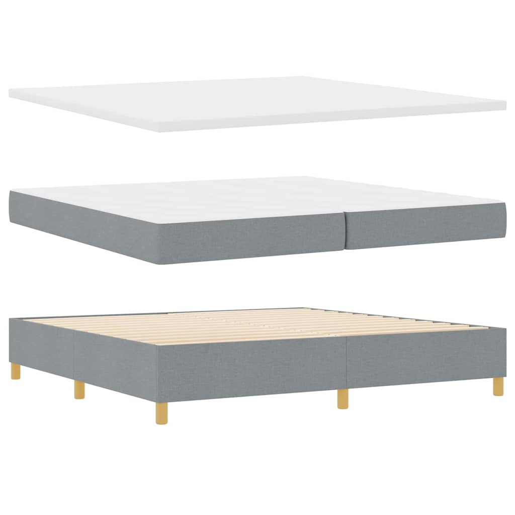 Boxspringbett mit Kopfteil Hellgrau 200 x 200 cm Stoff