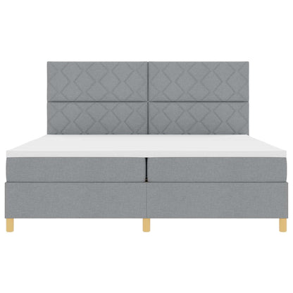 Boxspringbett mit Kopfteil Hellgrau 200 x 200 cm Stoff