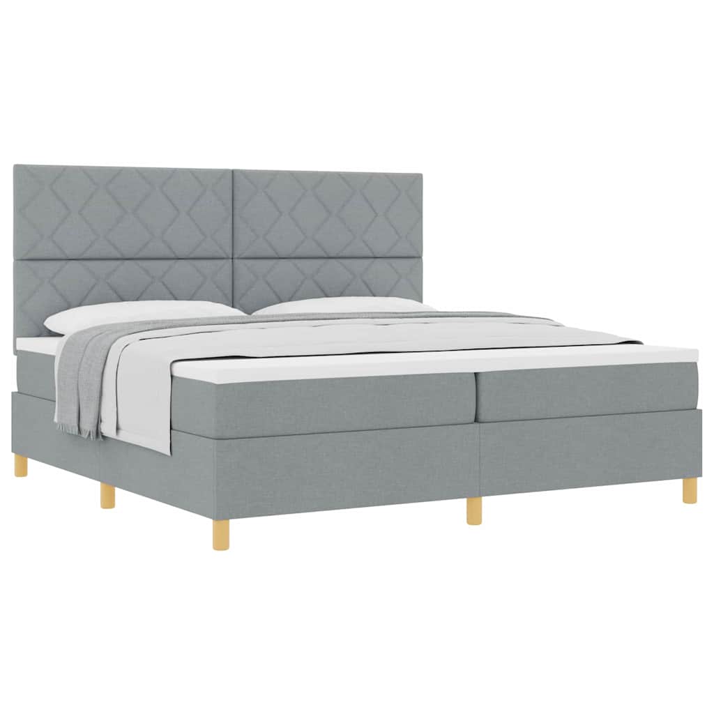 Boxspringbett mit Kopfteil Hellgrau 200 x 200 cm Stoff
