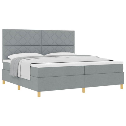 Boxspringbett mit Kopfteil Hellgrau 200 x 200 cm Stoff