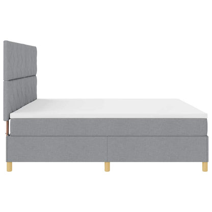 Boxspringbett mit Kopfteil Hellgrau 200 x 200 cm Stoff