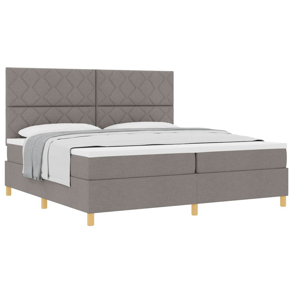 Boxspringbett mit Kopfteil Taupe 200 x 200 cm Stoff