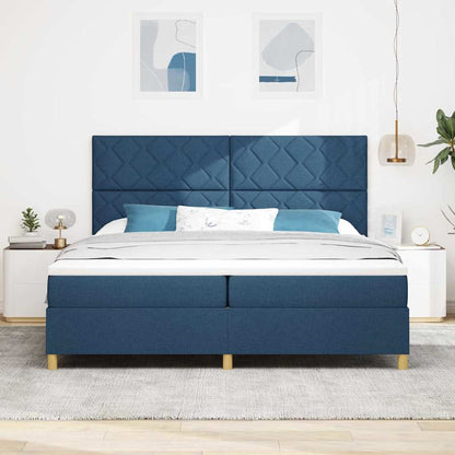 Boxspringbett mit Kopfteil Blau 200 x 200 cm Stoff