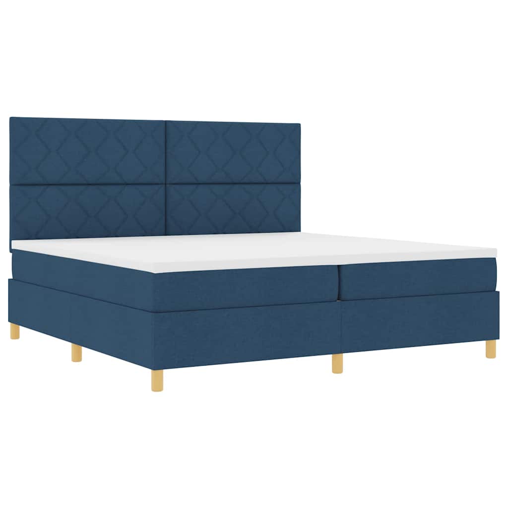 Boxspringbett mit Kopfteil Blau 200 x 200 cm Stoff
