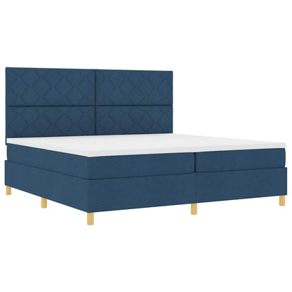 Boxspringbett mit Kopfteil Blau 200 x 200 cm Stoff