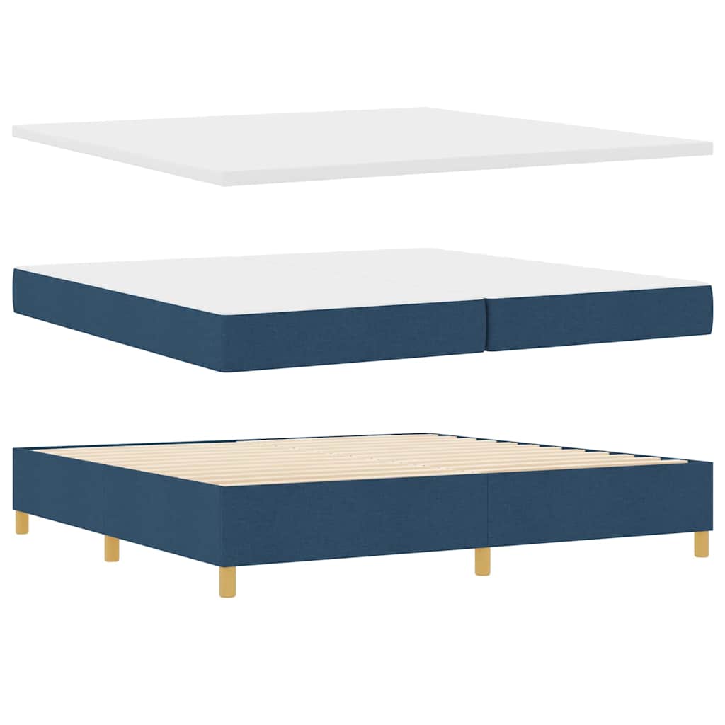 Boxspringbett mit Kopfteil Blau 200 x 200 cm Stoff
