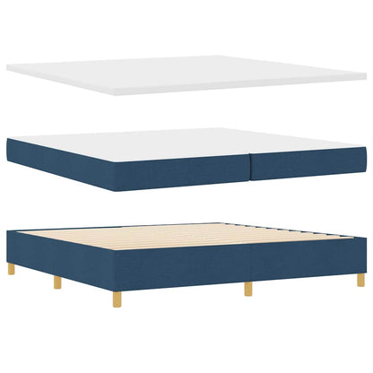 Boxspringbett mit Kopfteil Blau 200 x 200 cm Stoff
