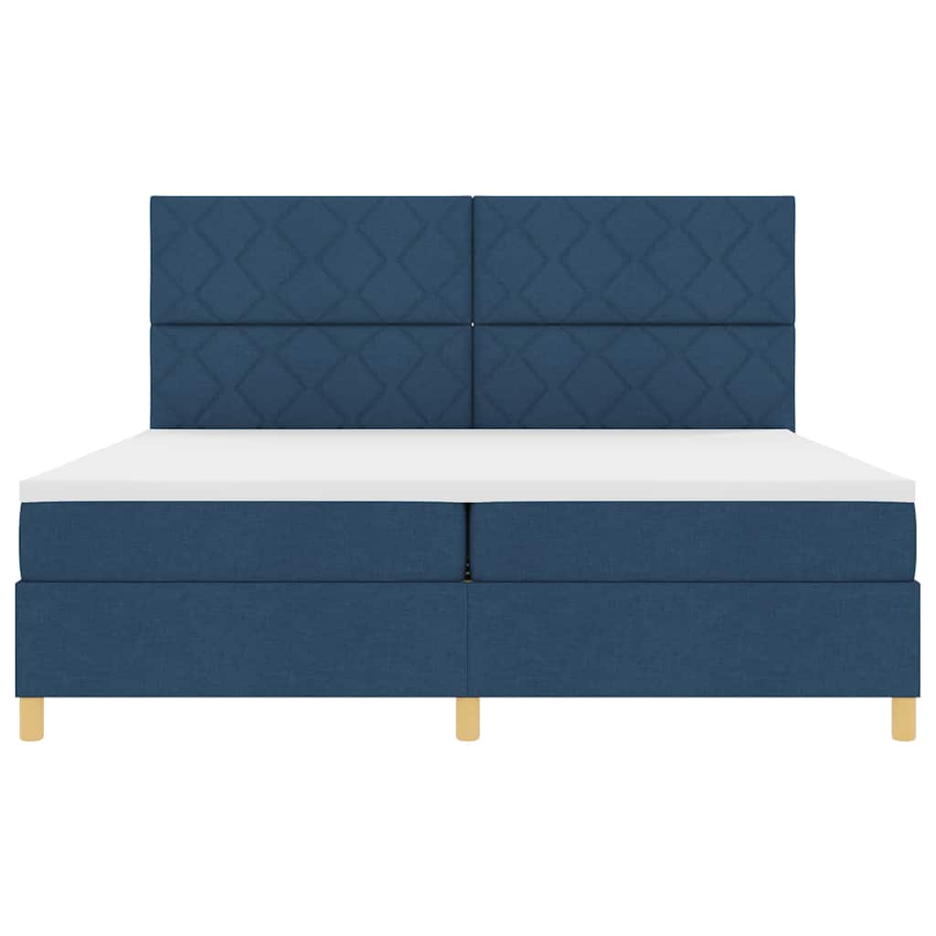 Boxspringbett mit Kopfteil Blau 200 x 200 cm Stoff