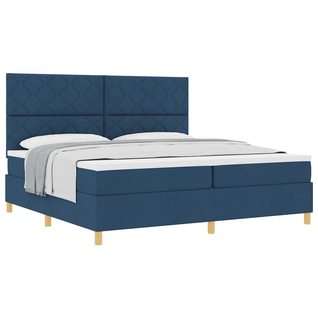 Boxspringbett mit Kopfteil Blau 200 x 200 cm Stoff