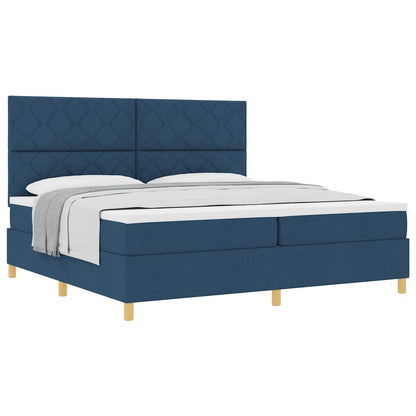 Boxspringbett mit Kopfteil Blau 200 x 200 cm Stoff