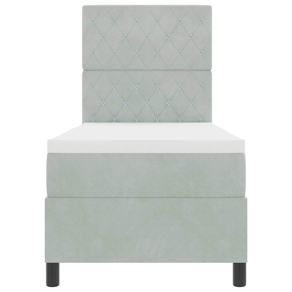 Boxspringbett mit Matratze Hellgrau 80 x 200 cm Samt