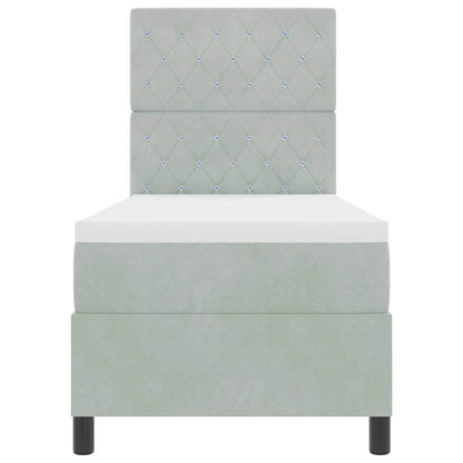 Boxspringbett mit Matratze Hellgrau 80 x 200 cm Samt