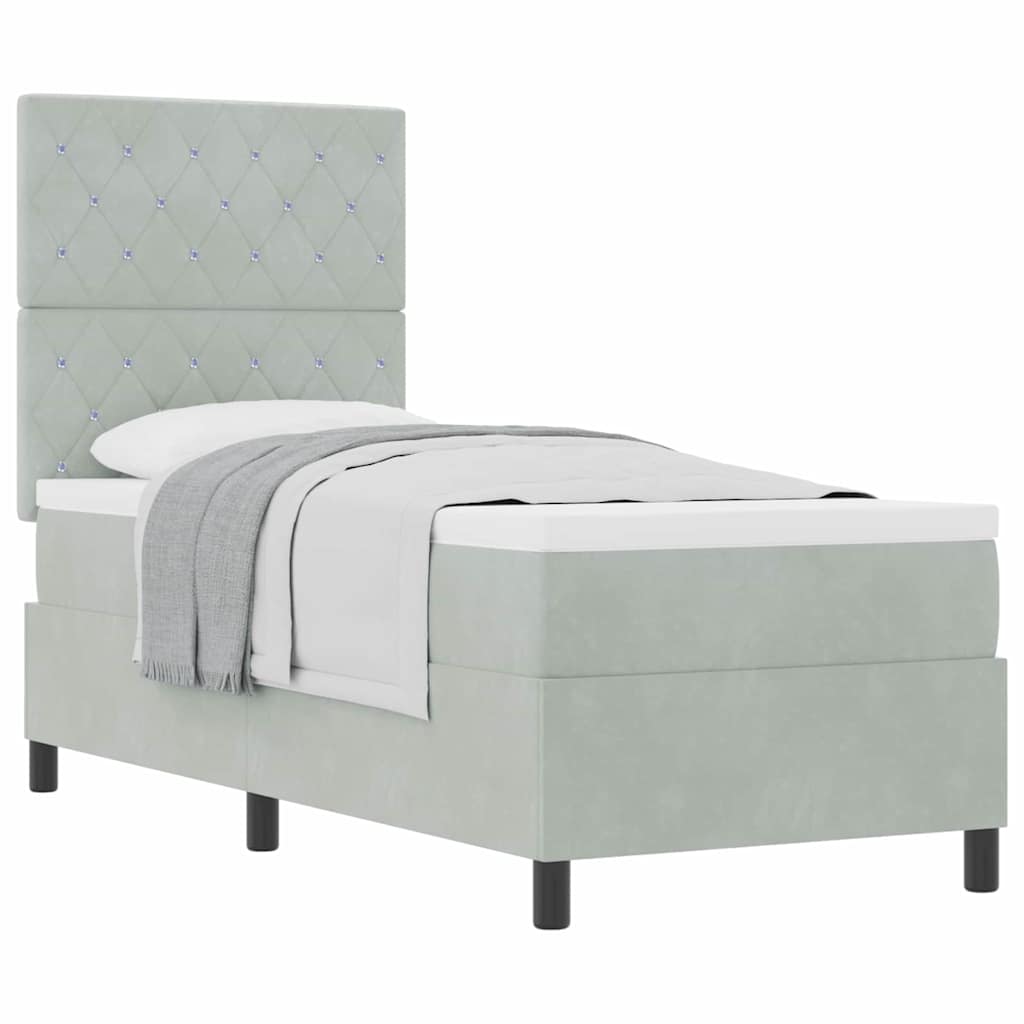 Boxspringbett mit Matratze Hellgrau 80 x 200 cm Samt