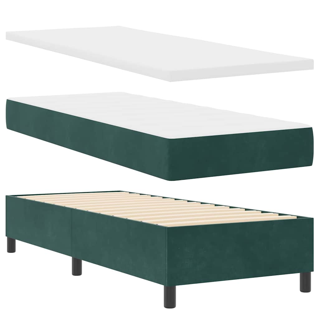 Boxspringbett mit Matratze Dunkelgrün 80 x 200 cm Samt