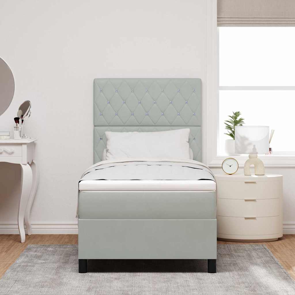 Boxspringbett mit Matratze Hellgrau 100 x 200 cm Samt